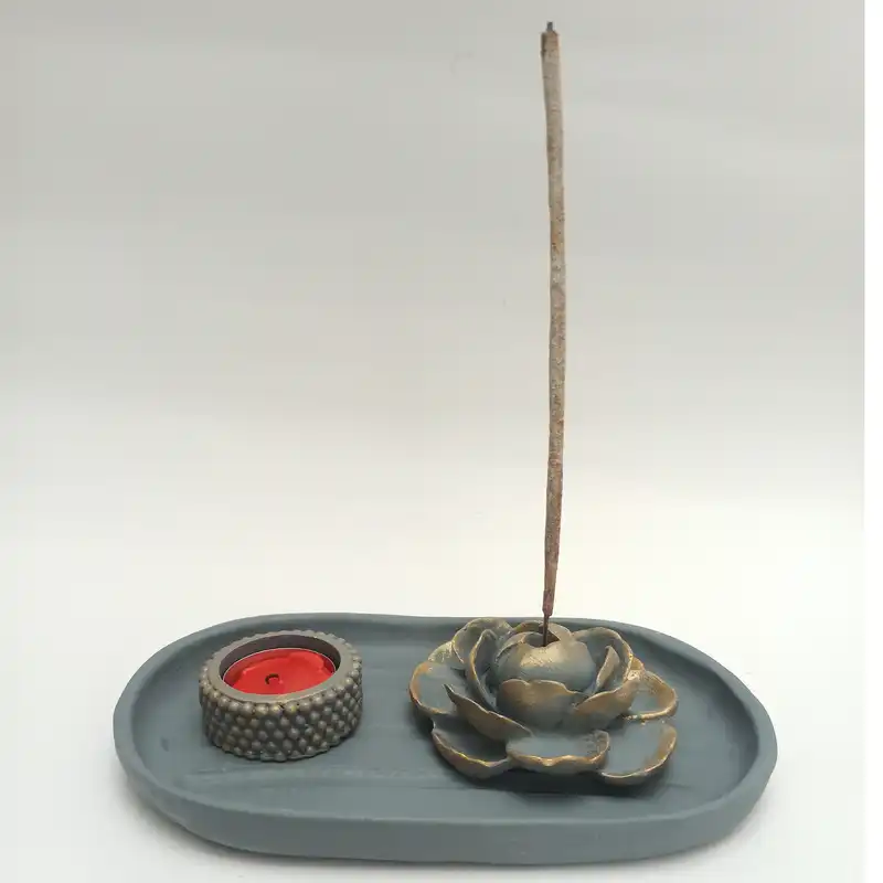 ست 3 تکه جاشمعی و جاعودی طرح گل کد 216