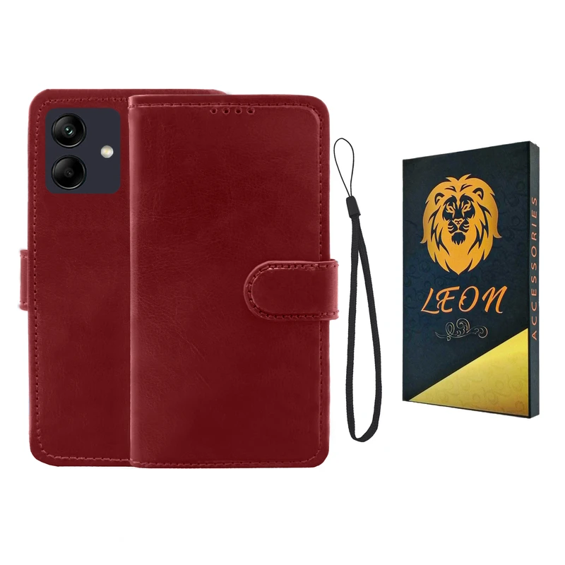 کیف کلاسوری مدل لئون Kiif_1 مناسب برای گوشی موبایل سامسونگ Galaxy M13 5G به همراه بند آویز