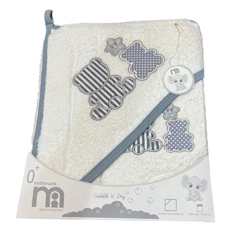 ست حوله نوزادی مادرکر طرح گلدوزی مدل teddy toy به همراه لیف