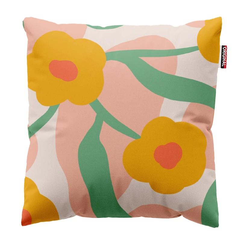 کوسن پاد آفرین مدل مینیمال طرح گل و برگ کد PK402817 سایز 40*40 سانتی متر