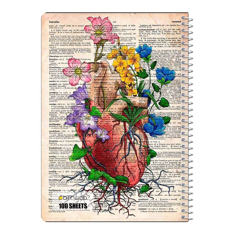 دفتر مشق 100 برگ سیمی کارنیکا طرح روزنامه وینتج قلب Vintage Newspaper Heart کد 78076