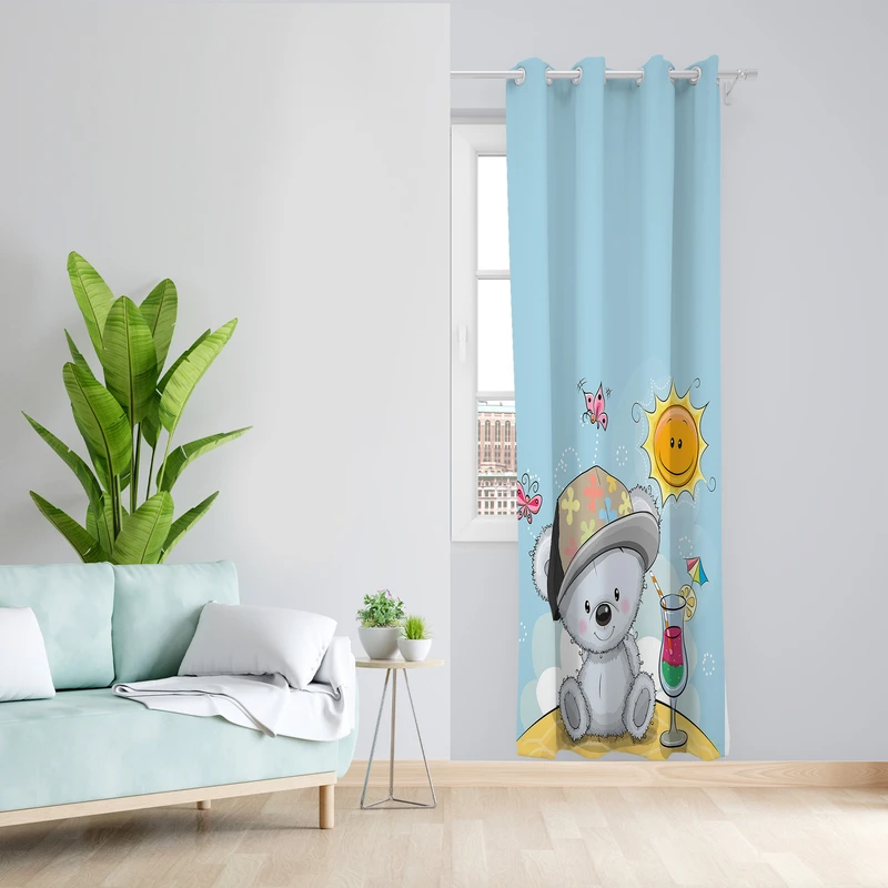 پرده طرح کودک مدل مخمل پانچی کد L 1026 Z سایز 140x200 سانتی متر