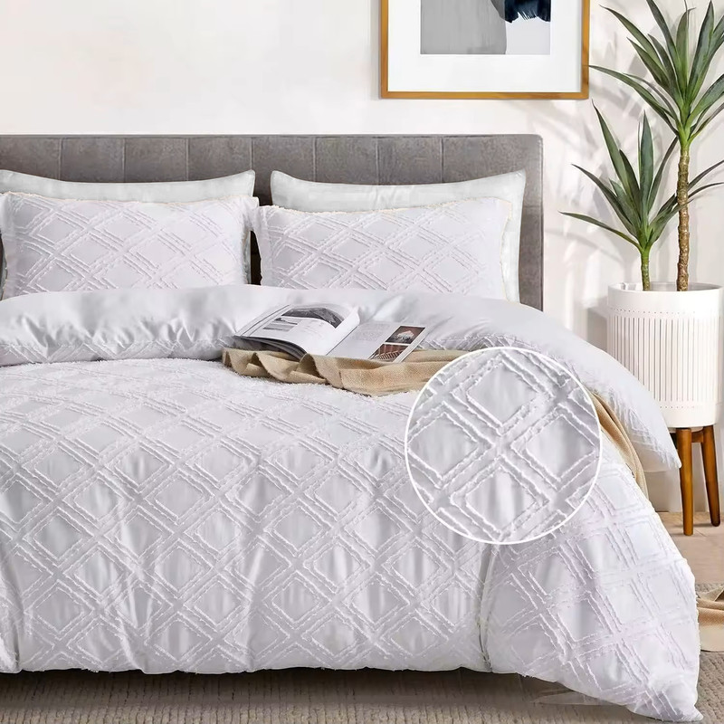 سرویس روتختی دو نفره 8 تکه نوپه هوم مدل مینیمال طرح برجسته لوزی 158