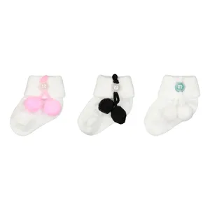 جوراب ساق کوتاه نوزادی دخترانه مدل 1285 بسته 3 عددی