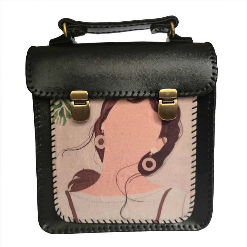 کیف دوشی چرمی غزال مدل دو قفل فانتزی 01