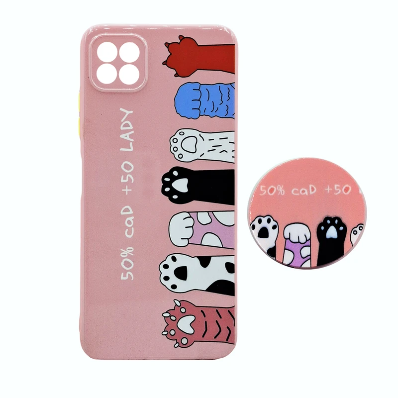 کاور مدل 6HANDCAT uv مناسب برای گوشی موبایل سامسونگ Galaxy A22 5G به همراه پاپ سوکت