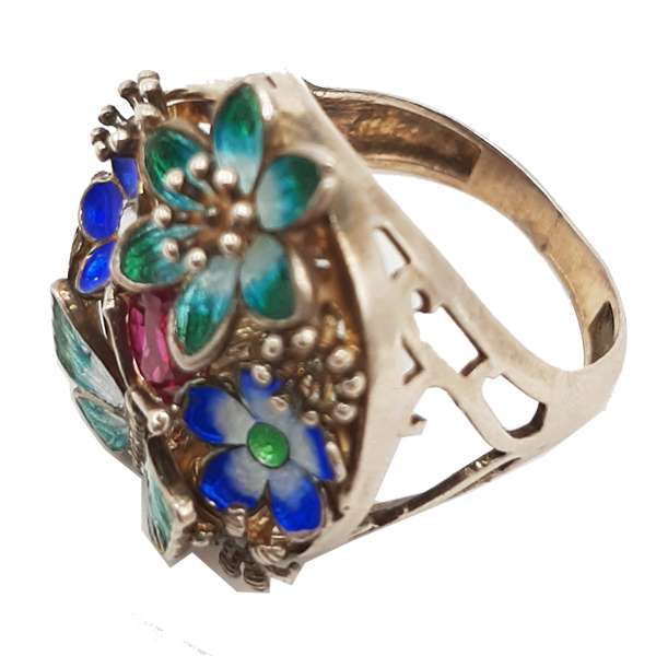 انگشتر نقره زنانه مدل میناکاری