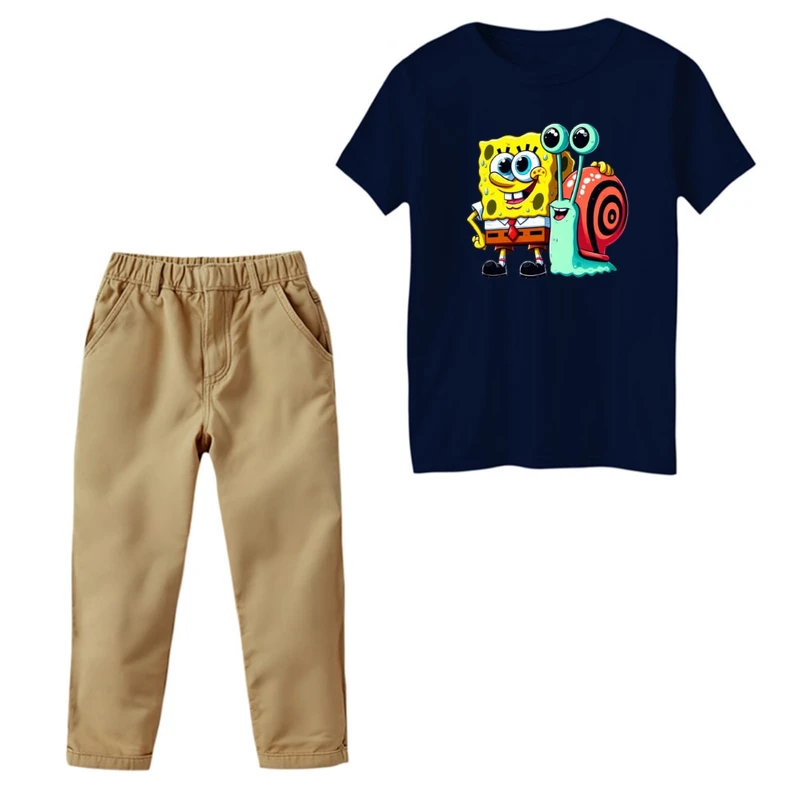 ست تی‌شرت و شلوار پسرانه مدل باب اسفنجی کد 1