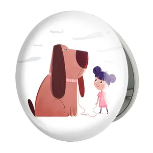 آینه جیبی خندالو طرح دخترونه مدل تاشو کد 6082 