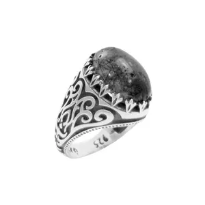 انگشتر نقره مردانه مدل روتایل مویی کد 99666