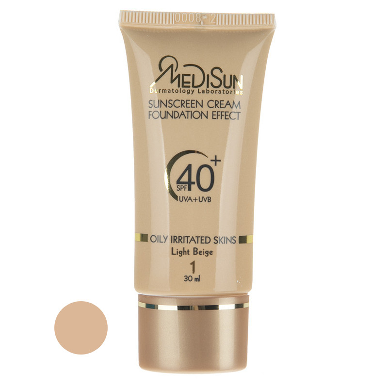 کرم ضد آفتاب رنگی مدیسان SPF40 مدل 1 مناسب پوست های چرب حجم 30 میلی لیتر