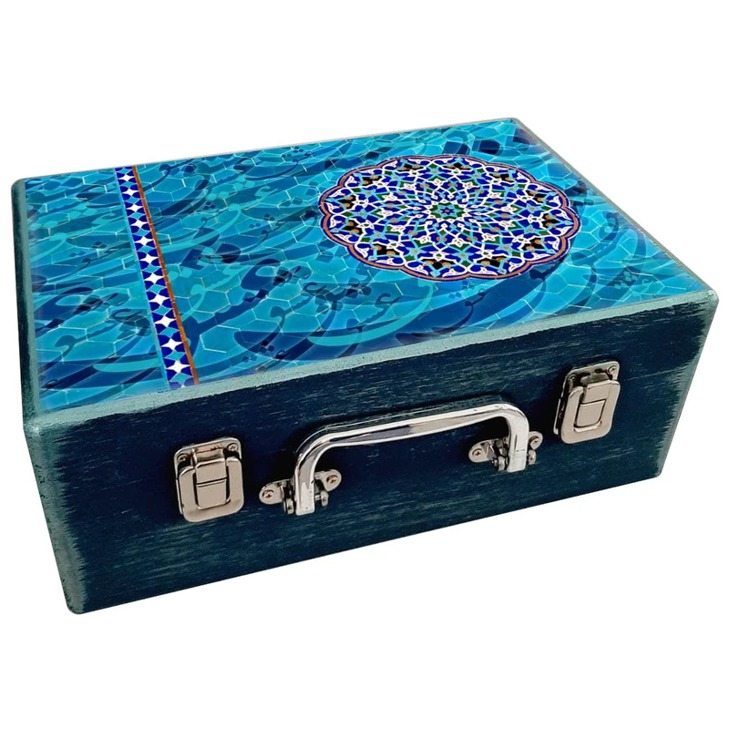 جعبه هدیه چوبی مدل چمدان طرح نستعلیق کد WS35