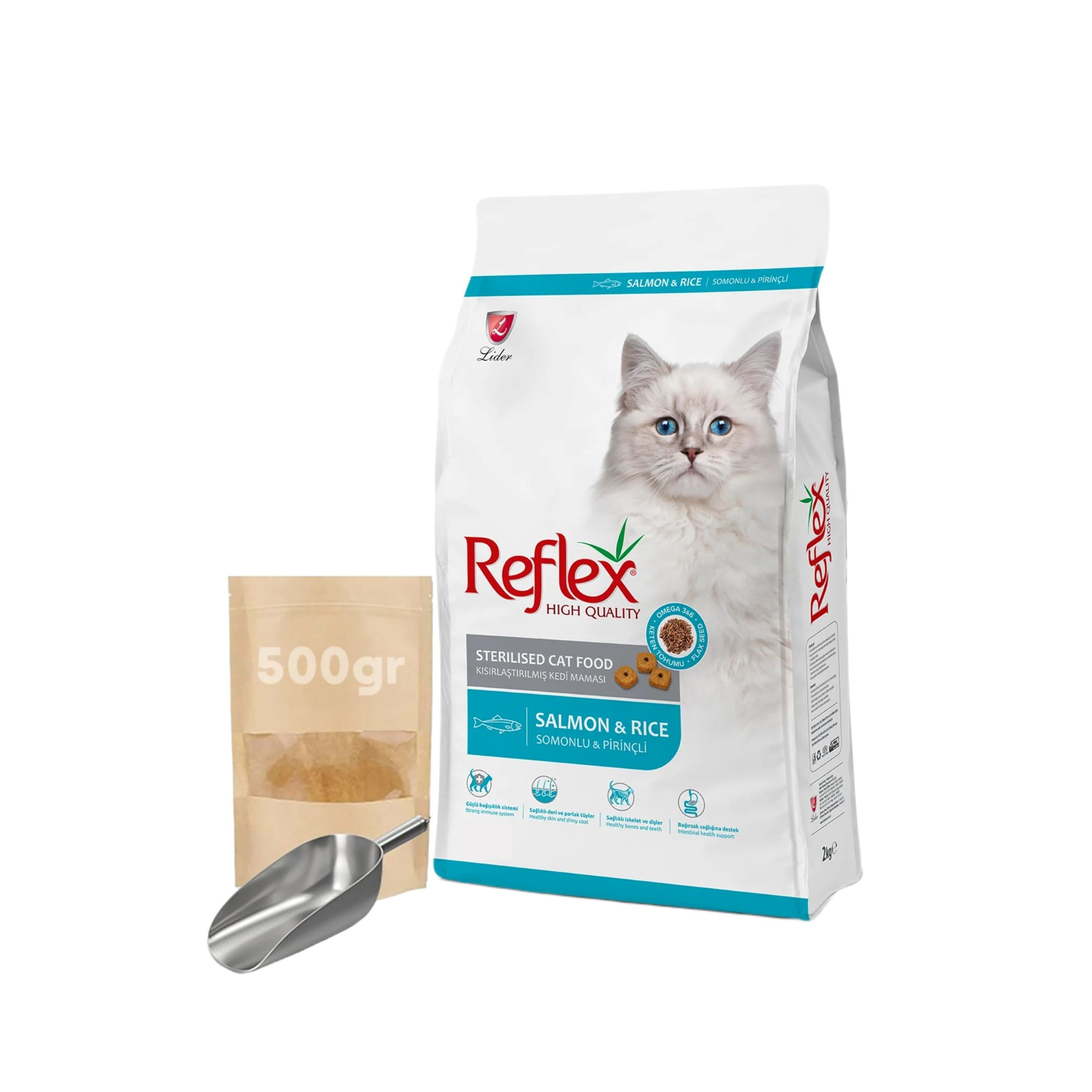 غذا خشک گربه بالغ رفلکس مدل عقیم طعم ماهی وزن 500 گرم