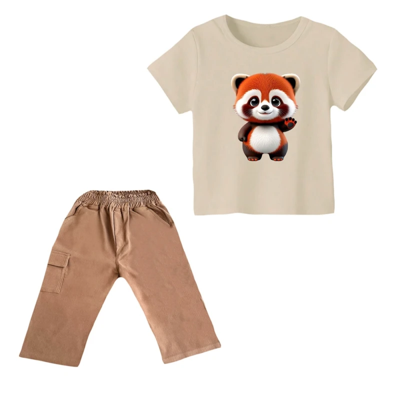 ست تی شرت و شلوارک پسرانه مدل روباه کد ۶