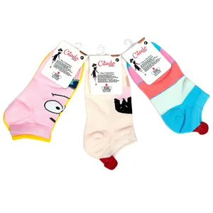 جوراب ساق کوتاه دخترانه مدل باب اسفتجی و راه راه مجموعه 3 عددی