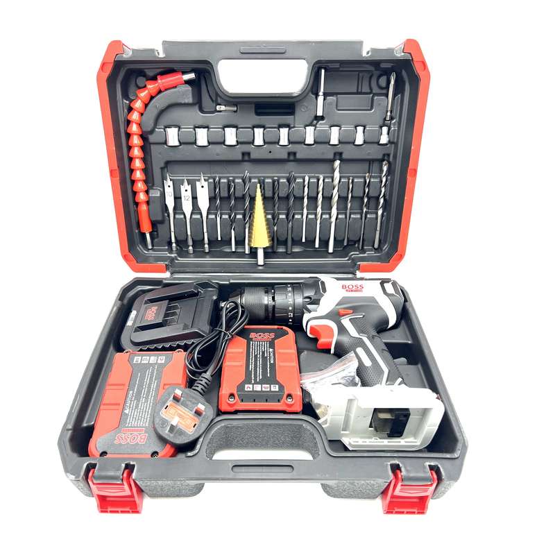 مجموعه 28 عددی دریل پیچ گوشتی چکشی شارژی صنعتی باس مدل BS0025 مجموعه 28 عددی دریل پیچ گوشتی چکشی شارژی صنعتی باس مدل BS0025