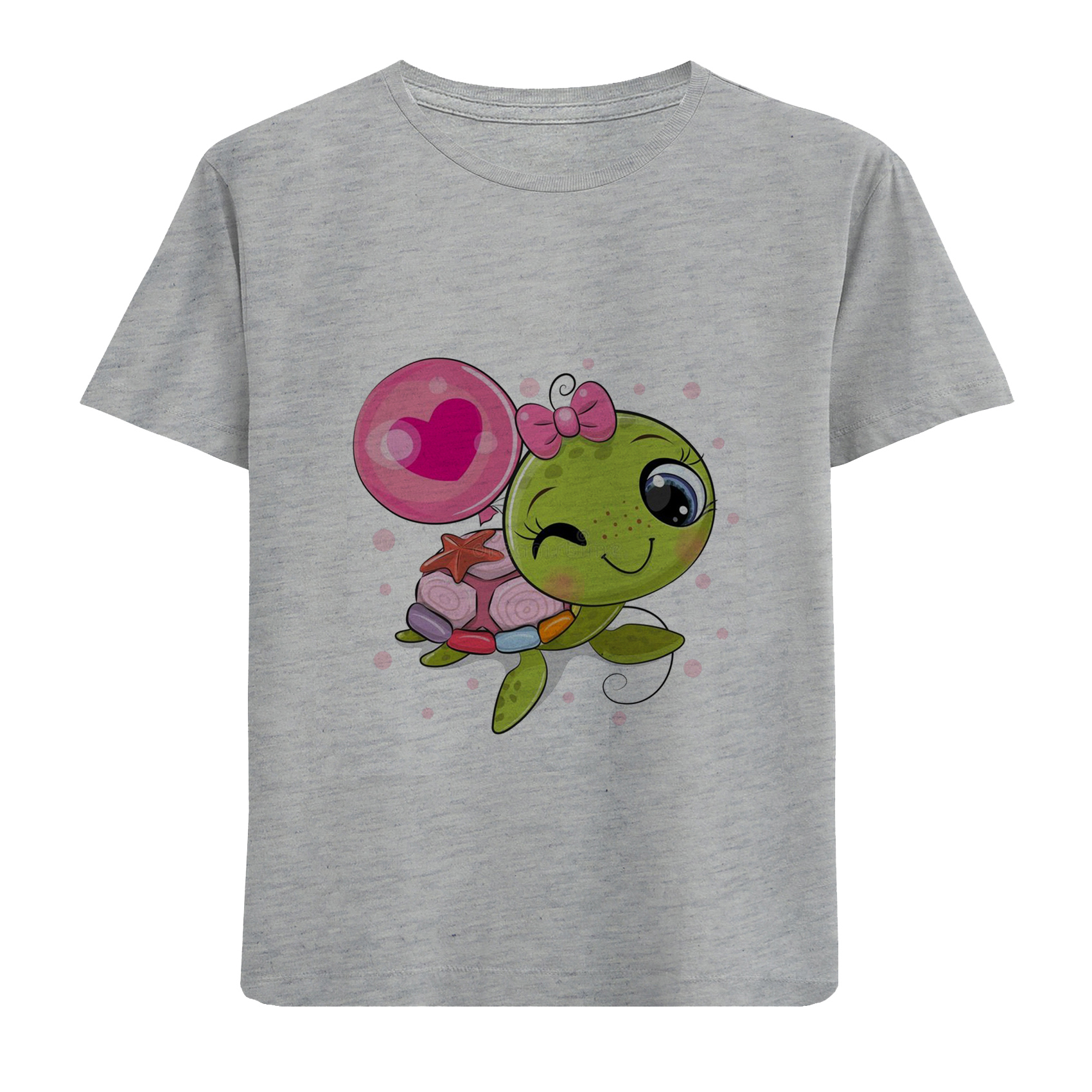 تی شرت آستین کوتاه دخترانه مدل لاک پشت D278