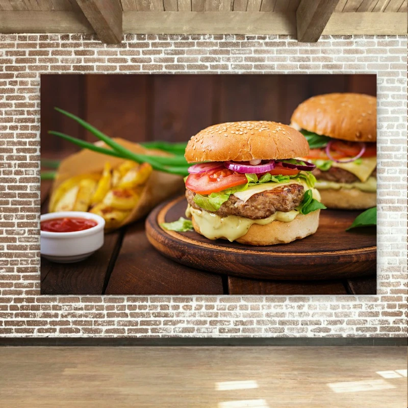 پوستر پارچه ای طرح فست فود مدل همبرگر کد SDP5715