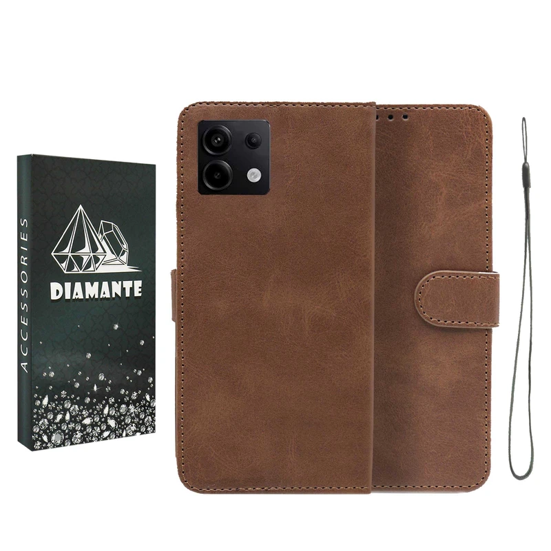  کیف کلاسوری دیامانته مدل Bandaviz Bk مناسب برای گوشی موبایل شیائومی Redmi Note 13 Pro 5G به همراه بند آویز