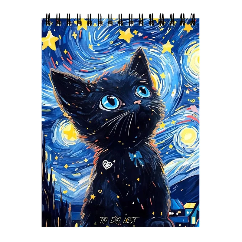 دفتر برنامه‌ریزی 60 برگ مدل گربه شب پرستاره کد 66