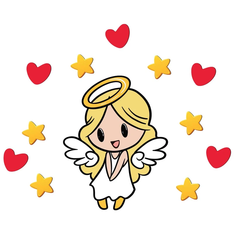 استیکر چوبی کودک باروچین مدل فرشته کد 6063 مجموعه 12 عددی