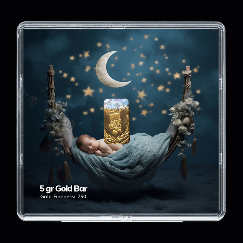 شمش طلا 18 عیار مدوپد مدل نوزاد کد SG-10253