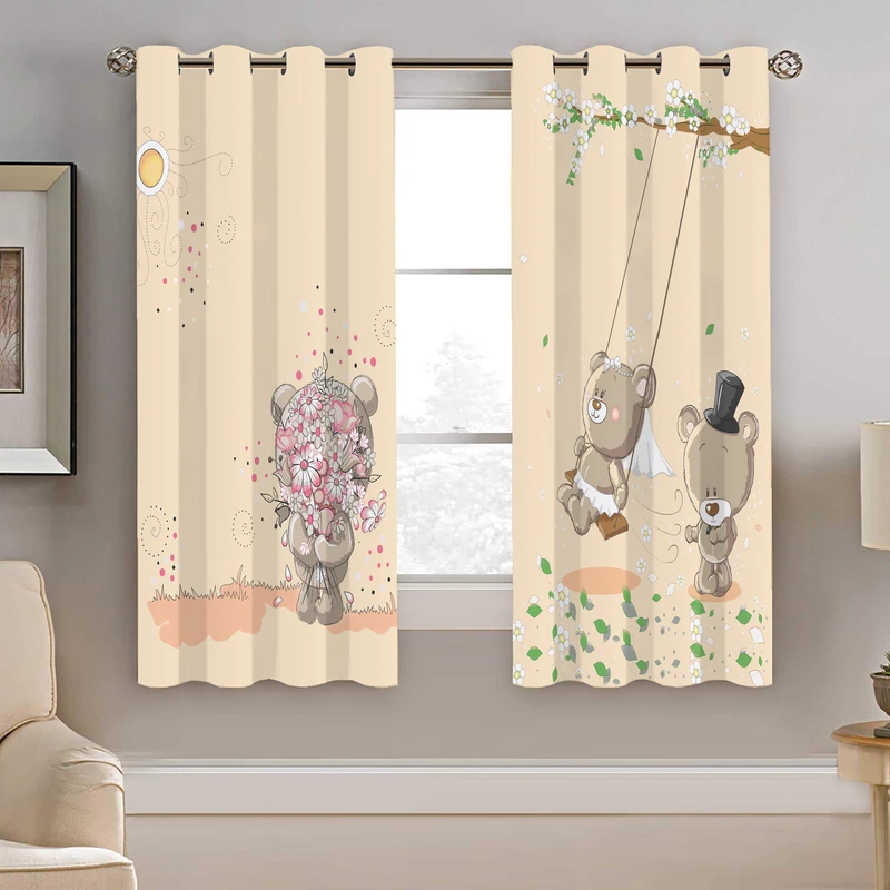 پرده نیروانا طرح خرس کودک مدل مخمل کد 8128 سایز 140×200 سانتی متر