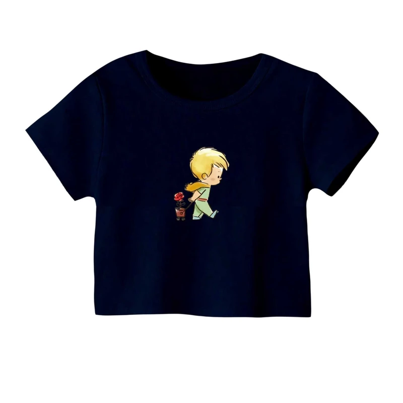 کراپ‌ تی‌شرت آستین کوتاه زنانه مدل شازده کوچولو کد۳