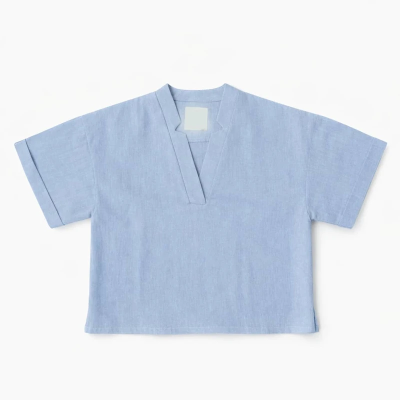 کراپ بلوز آستین کوتاه یقه هفت زنانه مدل 234544