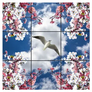 تایل سقفی آسمان مجازی طرح پرواز پرنده کد 3000 سایز 60x60 سانتی متر مجموعه 9 عددی