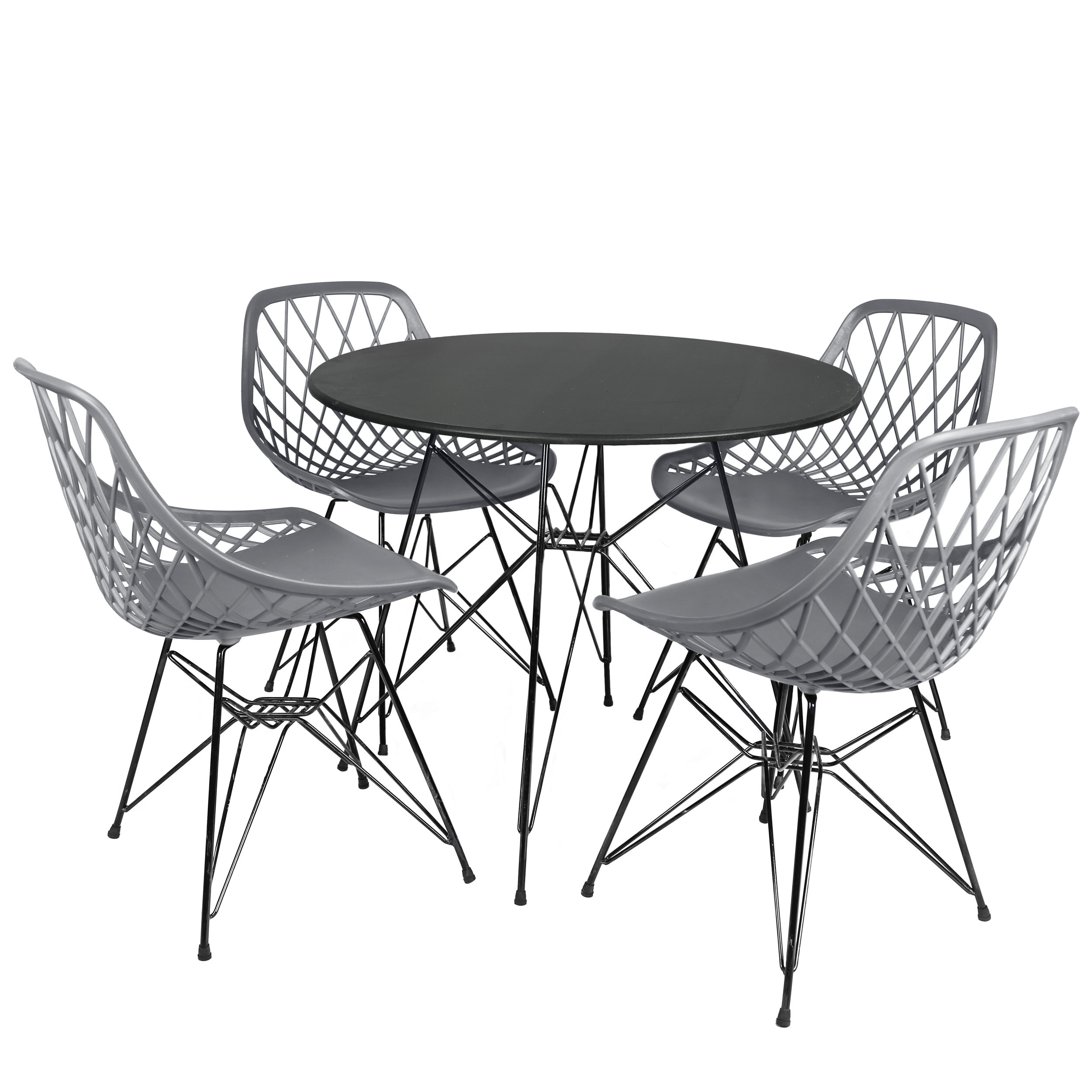 میز و صندلی ناهارخوری چهار نفره مدل الماس فایبرگلاس پایه فلزی GM