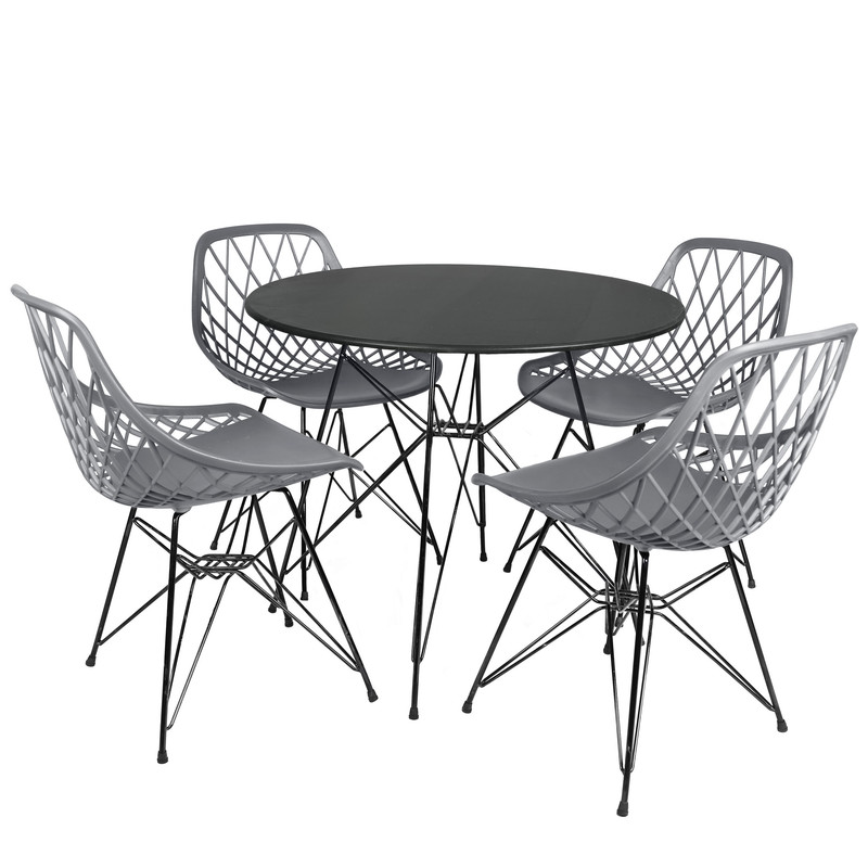 میز و صندلی ناهارخوری چهار نفره مدل الماس فایبرگلاس پایه فلزی GM