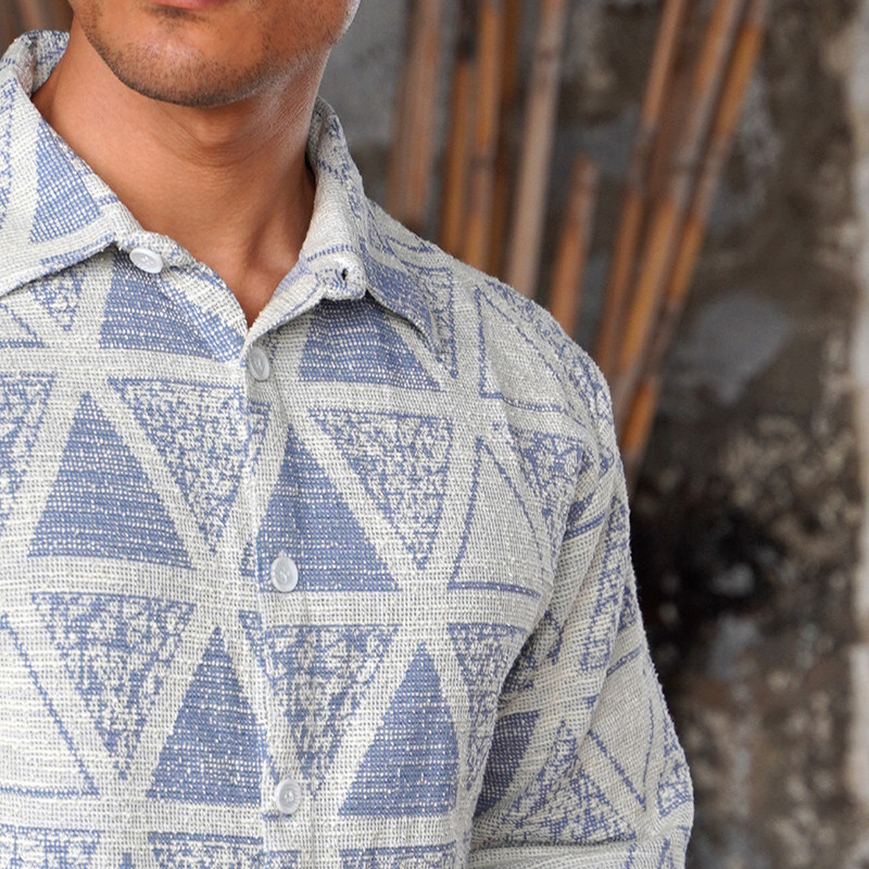 پیراهن آستین کوتاه یقه برگردان مردانه مدل بوکله کد 1165-058