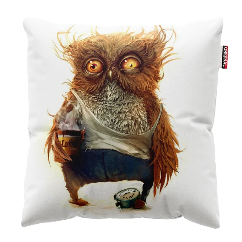 کوسن پاد آفرین مدل جغد خسته بامزه کد 550 سایز 30*30 سانتی متر