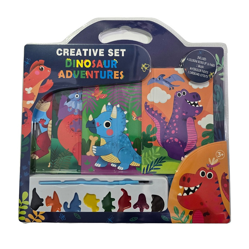 بسته رنگ آمیزی مدل آبرنگی طرح دایناسور بسته 4 جلدی
