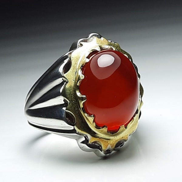 انگشتر نقره مردانه عقیق سرخ خراسان