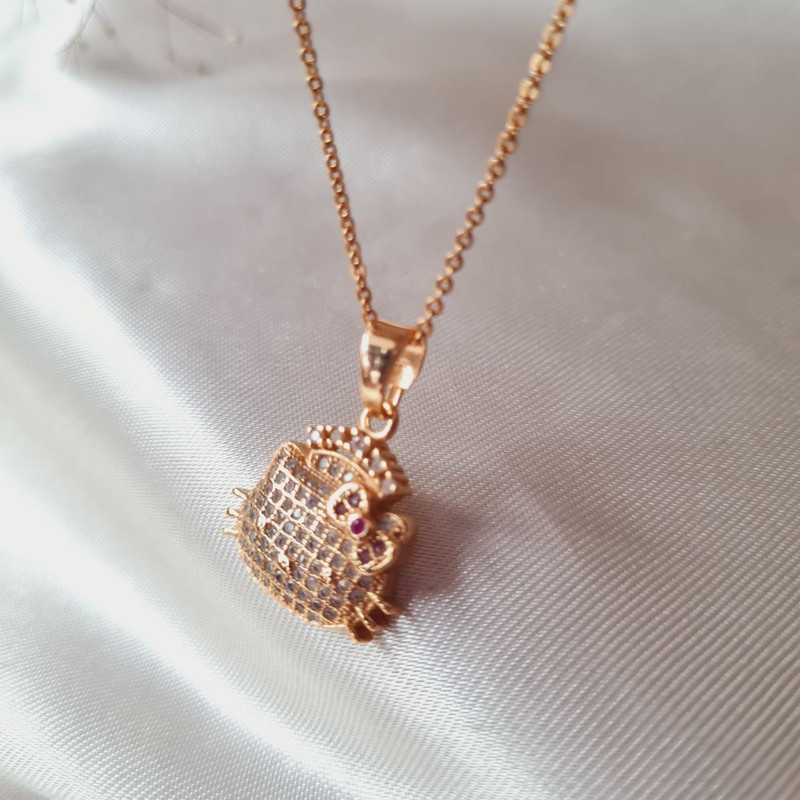 گردنبند دخترانه ژوپینگ مدل گربه نگینی گردنبند دخترانه ژوپینگ مدل گربه نگینی