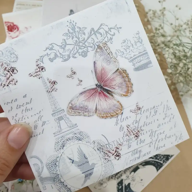 کاغذ رنگی مدل اسکرپ بوک طرح ژورنال پاریس مجموعه 13 عددی