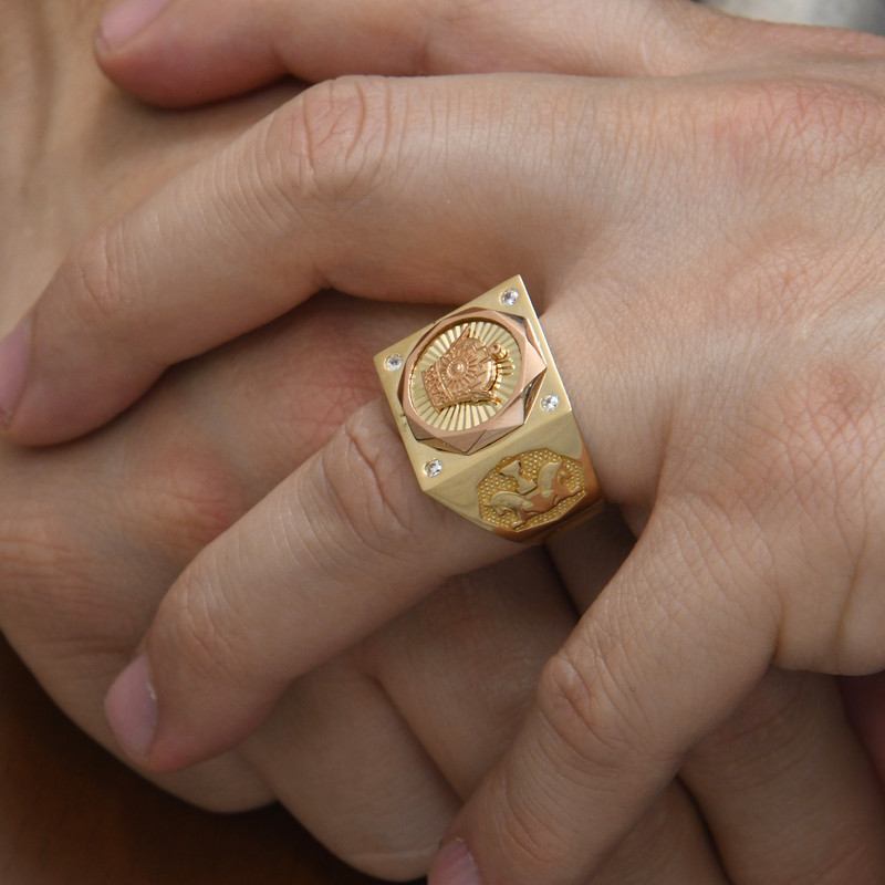 انگشتر طلا 18 عیار مردانه طلای مستجابی مدل تاج کد TG790