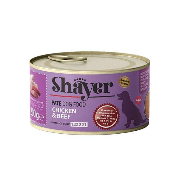 کنسرو غذای سگ شایر مدل مرغ و گوشت وزن 200 گرم