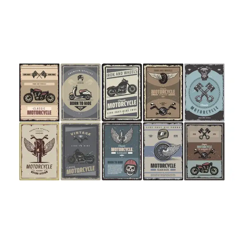 استیکر مدل موتورسیکلت کلاسیک مجموعه 10 عددی