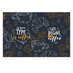 فرش پارچه‌ای مدل فرشینه طرح قهوه و کروسان و تایپوگرافی کد AR3059728