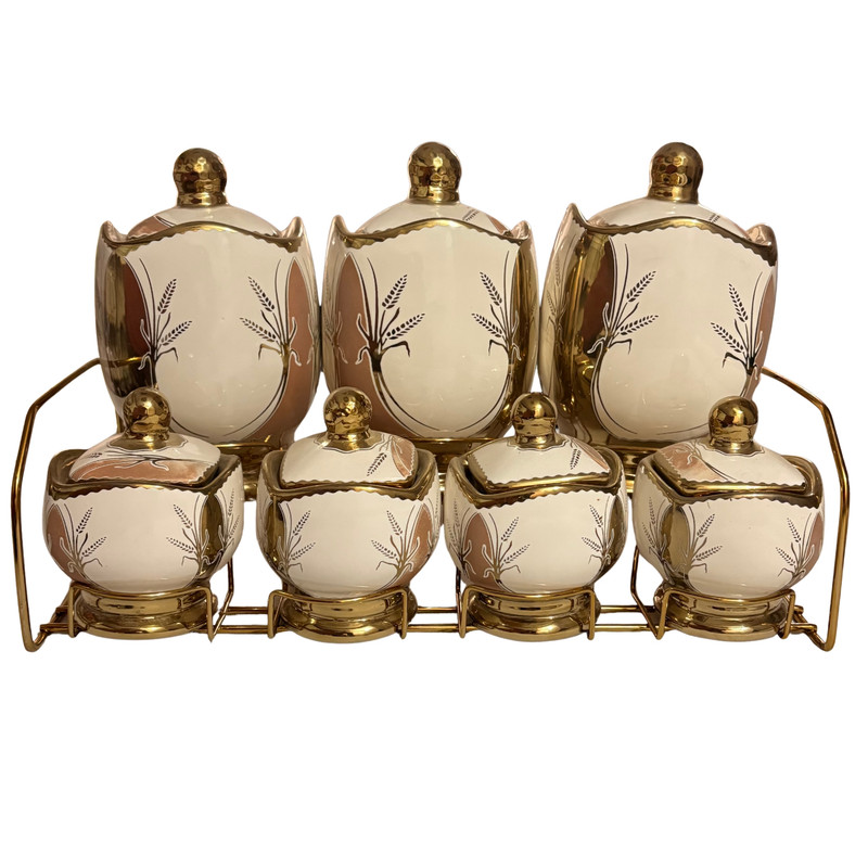 ست پاسماوری 8 پارچه مدل ساوارز گندم به همراه استند