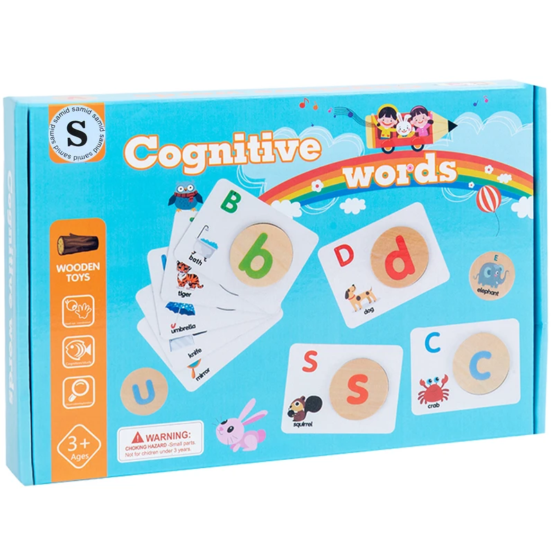 بازی آموزشی سمید مدل یادگیری زبان انگلیسی طرح فلش کارت و حروف چوبی