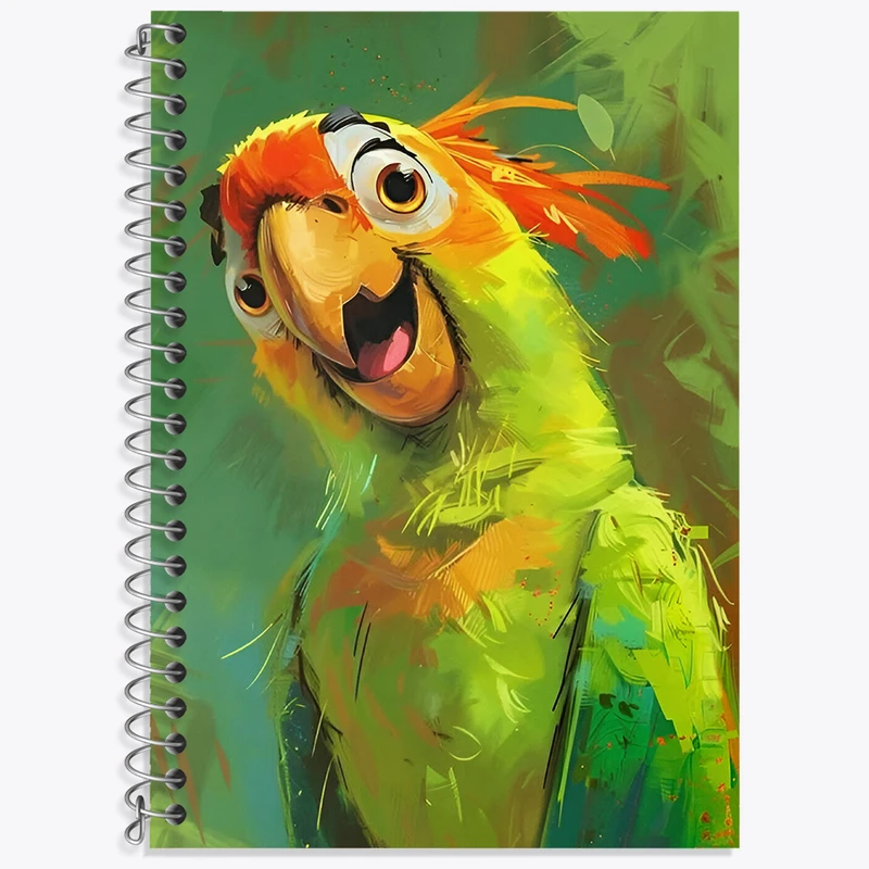 دفتر زبان 50 برگ خندالو مدل دو خط طرح طوطی بامزه کد N4831