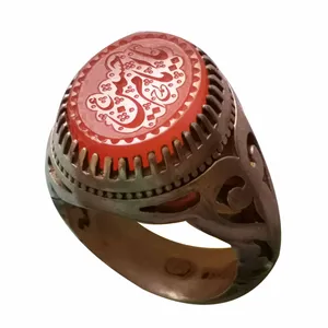 انگشتر نقره مردانه مدل عقيق یمانی خط احمد رکاب دست ساز 