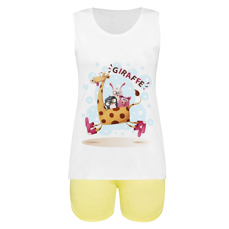 ست تاپ و شلوارک زنانه طرح giraffe کد 01 ye