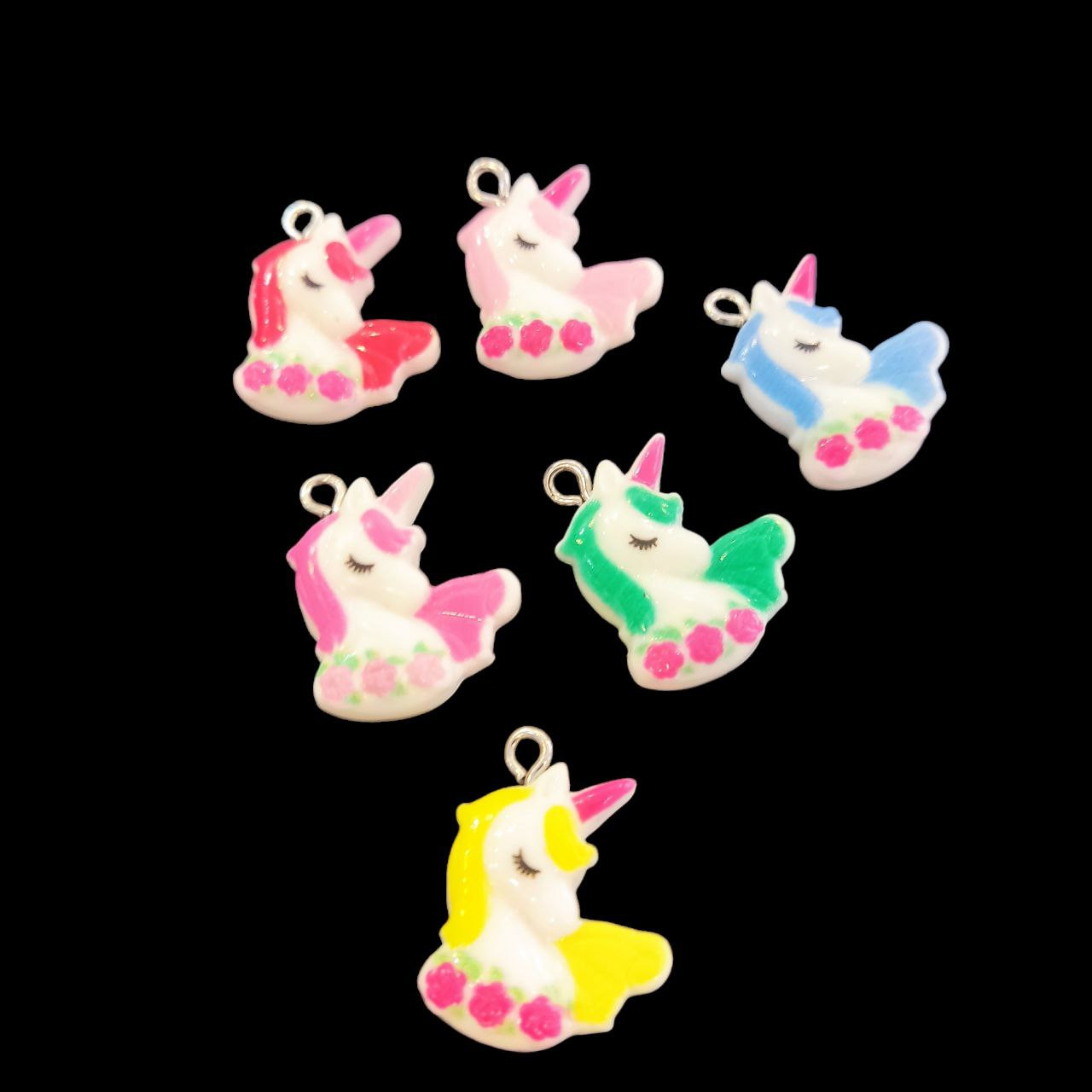 آویز گردنبند بچگانه مدل اسب تک شاخ بسته 6 عددی