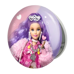 آینه جیبی خندالو طرح عروسک باربی مدل تاشو کد 24629 