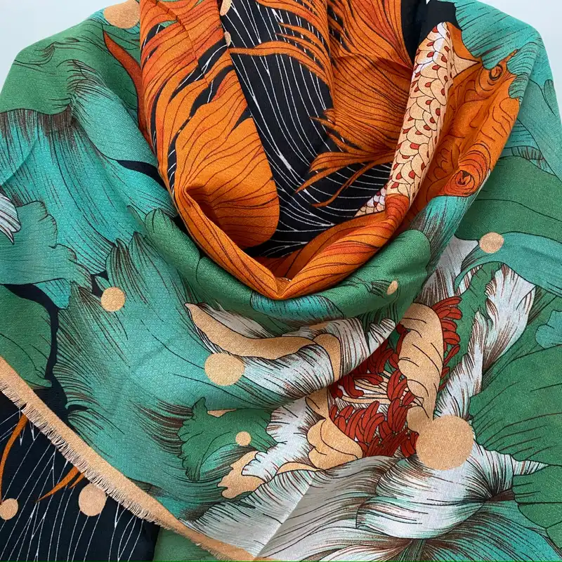 روسری زنانه مدل نخ پنبه وارداتی دور ریش کد 02